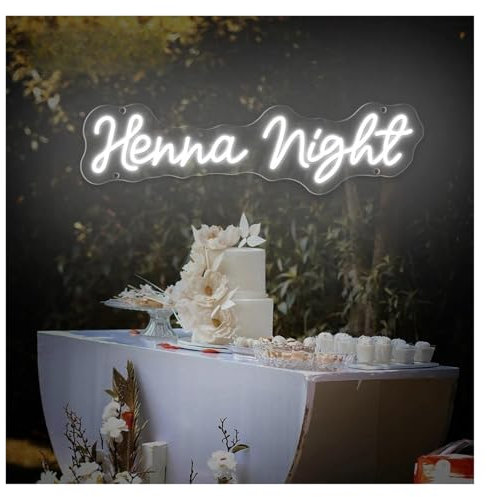 XENITE Luci al Neon Da Parete Henna Night Insegna Al Neon LED Alimentata Tramite USB Da Parete Per La Decorazione Dimmerabile Parete Camera Da Letto Del Salone Festa Nuziale 13.5cm×50cm