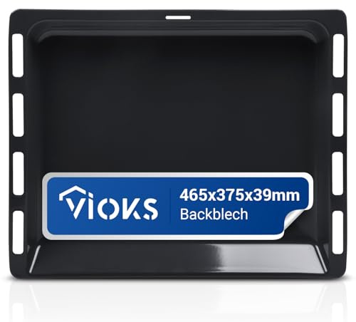 VIOKS Teglia da forno profonda, 465 x 375 x 39 mm, ricambio per Bosch Siеmens Neff 00574912, teglia profonda – padella per grasso da forno, smaltata, rettangolare e vassoio per pizza