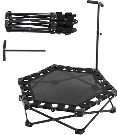 ROGONPDK Trampoline hexagonal pliable avec poignées réglables, mini trampoline, trampoline de fitness intérieur, trampoline de place, convient pour les centres commerciaux, les maisons d'habitation