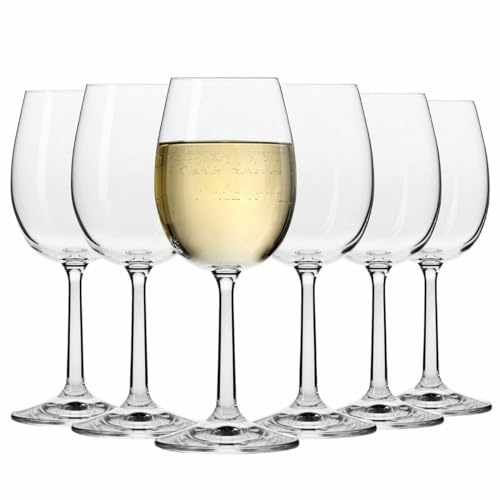 Krosno White Wine Glasses Set of 6-280ml Crystal Wine Glasses for White Wine, Lead-Free Crystal - Stem Wine Glasses, Slim and Classic Shape - Pure Collection