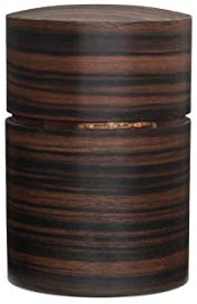Denshiro - japanische Teedose rund 150g losen Tee, Obizutsu Ebony, braun, Eben-Holz und Kirschbaum-Rinde. Zwei Aroma-Deckel, von Hand in Japan gefertigt, Geschenk-Verpackung