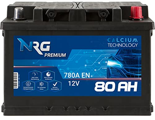 NRG Premium Autobatterie 12V 80Ah 780A/EN Batterie ersetzt 70AH 72AH 74AH 75AH 76AH 77AH