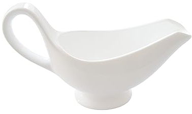 Salsera de porcelana para salsas, salsas y aderezos, volumen 250 ml, diseño elegante, mango grande, color blanco