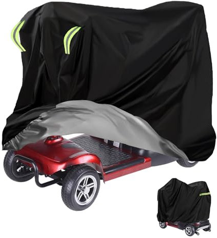 MaxAwe 170x61x117 cm Mobility Scooter Cover Waterproof, 420D Heavy Duty Wheelchair Storage Protective Cover Outdoor, Disability Scooter with Elastic Band Protect from Snow Rain Sun Dust