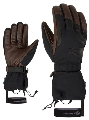 Ziener GAIKU Gants de Ski/Sports d'hiver pour Homme - Imperméables - Manches Longues - Laine - Noir - Marron foncé - 8,5
