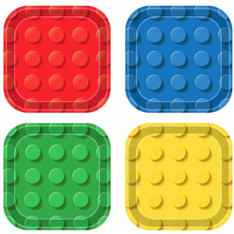 48pcs Building Block Party Supplies Building Bricks 7inch Paper Plates