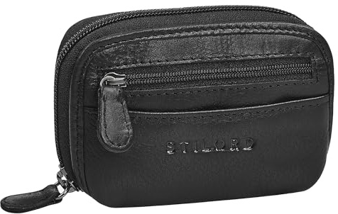 STILORD Eason Porte-clés en Cuir pour Homme avec Plusieurs Compartiments - Pochette Organisatrice de Clés et Monnaie pour Femme - Porte-clés en Cuir Véritable Couleur:Noir
