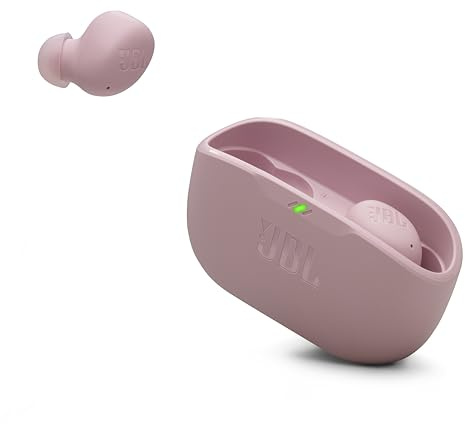 JBL Vibe Buds 2 - True Wireless Noise Cancelling Earbuds with JBL Pure Bass Sound & Smart Ambient Technology, 4mics for Crisp, Clear Calls, up to 40Hrs of Playback, IP54 Dust & Water Resistant (Pink)