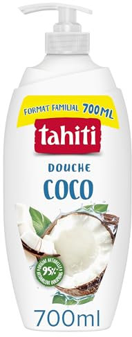 TAHITI - Gel Douche Parfum Coco - Parfum Exotique 8h - Extrait de Coco Bio - Hydratation Naturelle - Grand Format Pompe 700ml