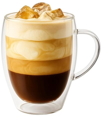 iN Insulated Glass Mug – Double Wall Borosilicate Glass Coffee Cup for Hot & Cold Drinks,Heat Resistant Glassware for Latte, Tea, Cappuccino, Iced Coffee, Mocktails & Desserts | Mother's Day Gift