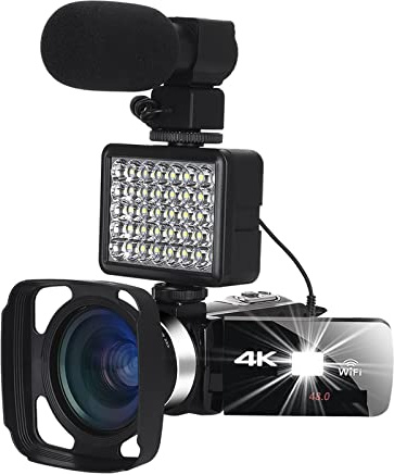 Digitalkamera, 48 MP videokamera Night Vision 4K digital videokamera motljusskydd kamera Vlogg Rotera pekskärm Fotografering Videokamera(16G SD Card,Kit)