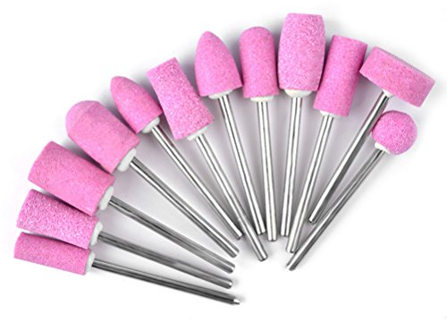Frcolor - Set da 12 pezzi di frese per unghie per manicure e pedicure, in quarzo, colore rosa