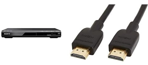 Sony DVP-SR760H Lecteur de DVD/Lecteur de CD, noir & Amazon Basics Lot de 2 câbles HDMI 2.0 haut débit Compatible Ethernet / 3D / retour audio [Nouvelles normes] 0,9 m