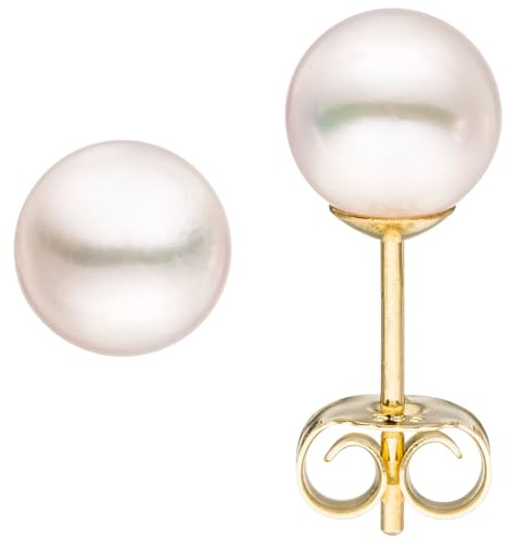 Jobo Damen-Ohrstecker aus 14 Karat 585 Gold mit Akoya Perlen 6,5 mm