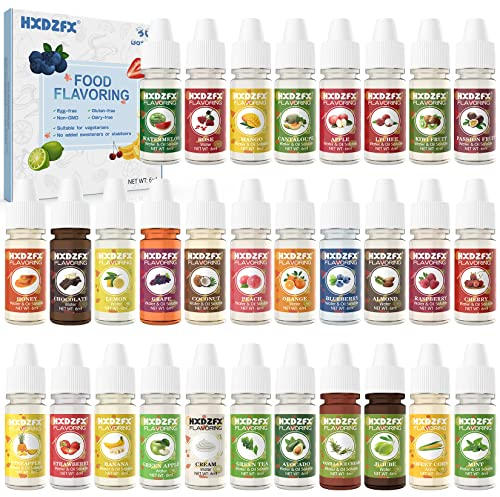 Arôme Alimentaire Liquide - 30 Saveurs, Utilisé pour Gâteaux Biscuits Crème Glacée, Cuisson, Huile d'arôme Alimentaire très Concentré Gouttes Aromatisantes Sans Sucre, Zéro Calorie, 6ml