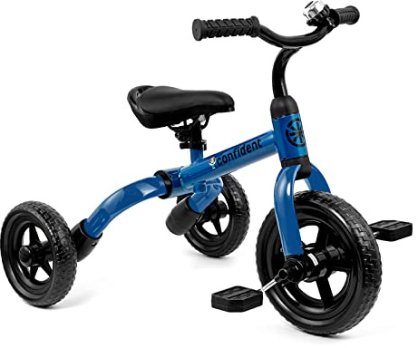 XPIY Tricycle for Toddlers Age 2-5 Years Old, 3 in 1 Folding Toddler Bike for Boys and Girls, Kids' Bike Trike with Detachable Pedal and Adjustable Seat (Blue)