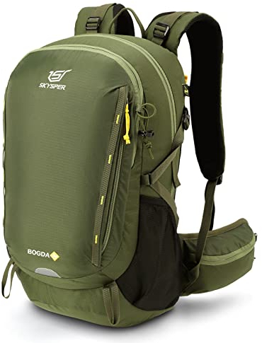 SKYSPER BOGDA 30 Wanderrucksack 30L Camping Backpack mit Rückenbelüftung & Trinksystem Trekkingrucksack aus atmungsaktivem 3D Air Mesh Polyester Camping Outdoor Wandern Rucksack…