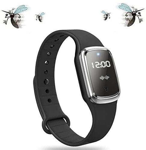 Mosquito Pro,Anti Moustique,Bracelet Anti Moustique,Bracelet Répulsif Anti-moustiques Ultrasonique,Montre Bracelet Electronique Anti Moustique,Pour Intérieur Et Extérieur,Noir