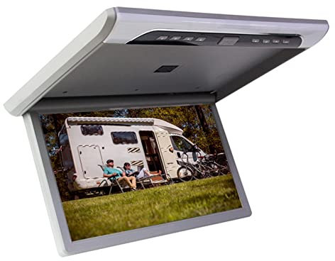 Lecteur DVD portable 19 pouces moniteur de voiture 1080P HD écran LCD Portable voiture lecteurs vidéo Automobile plafond TV toit montage affichage USB FM camping-car pour la voiture ( Color : Gray MP5