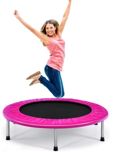 SPOTRAVEL Mini Trampoline, Foldable Fitness Rebounder (38”, Pink)
