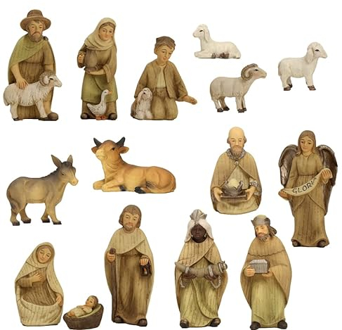 FADEDA 15 x moderna, målade/höjd: 32 cm/handmålad/detaljerade krubbfigurer – julbord, dekoration, krubbtillbehör