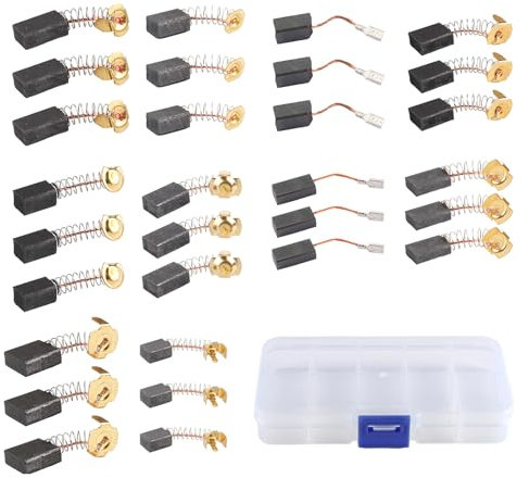 31 Pièces Balai Charbon Charbon Moteur Machine Electrique Balais en Charbon en Graphite Avec Ressort Universel pour Perceuse Brosses de Carbone Pour remplacement des pièces d'outils électriques