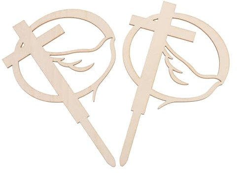 HOLIDYOYO 2pcs Wooden Cross Cake Toppers Elegant Baptism and Holy Communion Decorations for Parties Versatile Dessert Insert for Celebratory Occasions