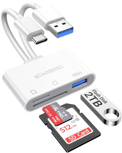 KiWiBiRD SD Kartenleser USB C, USB Kartenleser Micro SD Card Reader Karten Leser Adapter für SDHC SDXC Karte Kompatibel mit iPhone 16 15 Plus Pro Max MacBook Air Mac iPad Galaxy S25 S24 Android Handy