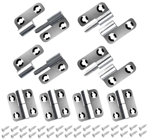 Anstore Türscharnier Edelstahl 1.5 Inch, 37x33x2mm Abnehmbare Scharniere Edelstahl 304 mit 32 Schrauben 16x4mm, 8 Stück Scharnier für Innen und Außentüren für Türen Fenster Schränke (4 Links+4 Rechts)