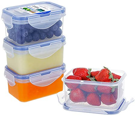 EASYLOCK Confezione da 4 contenitori da 180 ml, con coperchio in plastica, Meal Prep, stoviglie per microonde, a prova di perdite, portatili e durevoli