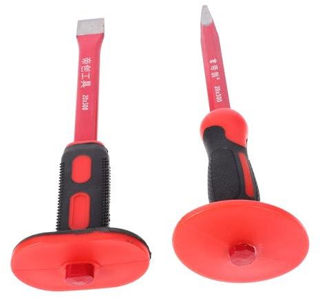 OUNONA Jeu De Burins à Maçonnerie Burin Plat Et Effilé Acier Trempé De Outils De Maçonnerie Avec Protège-main Caoutchouc