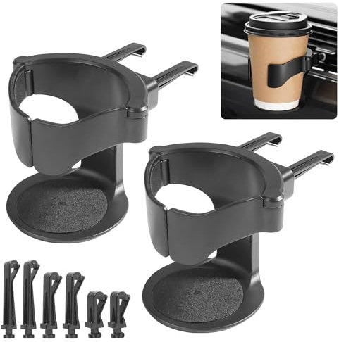 Flaconi 2PCS Car Cup Holder,Automotive Air Conditioner Vent Drink Holder,Adjustable Folding Car Cup Drink Holder Expander,Air Vent Cup Holder for Cars,Fits Cars RVs Vans
