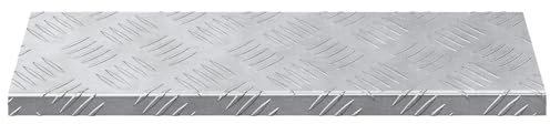 vidaXL Aluminium Treppenstufen Set von 10 Rutschfeste Wetterfeste Innenaußenmatten 60Cm x 18Cm 2.5Cm Gerippt Sicherheit für Flure und Terrassen Antiabdeckungen Geometrischer Aluminium Schritt