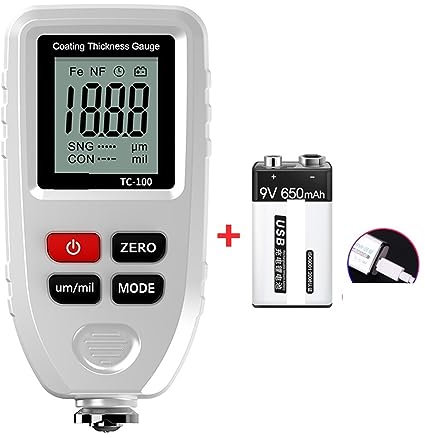 Medidor de Espesor de Pintura, Medidor de espesor azul TC100 for instrumentos de medición de automóviles FE/NFE probador de pintura de automóviles 0-1300μm medidor de espesor de pintura for automóvile