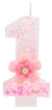 CAPASTEC 1 st rosa nummer 1 födelsedagsljus för tårtdekoration | Material: Paraffinvax, storlek: 7,5 x 4 cm, rökfri, lätt att tända, för födelsedag, bröllop, fest, nummer 0–9