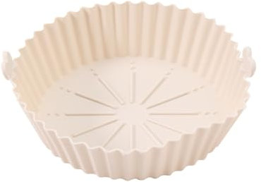 Horno circular para hornear, bandeja especial de silicona, freidora de aire, alfombrilla para hornear, 3 piezas (blanco roto)