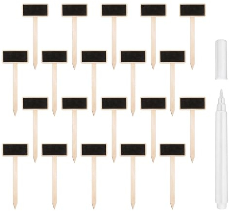 EUYKQNOI 20 Piezas Mini marcadores de jardín para árboles, hierbas, flores, jardín, maceta, marca tipo T, letrero de madera, etiqueta de precio, tableros de mensajes rectangulares