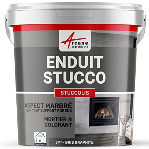 ARCANE INDUSTRIES Mortier et Teinte, stuc, sans Primaire, ni Finition : Stuccolis - 7 m² Gris Graphite
