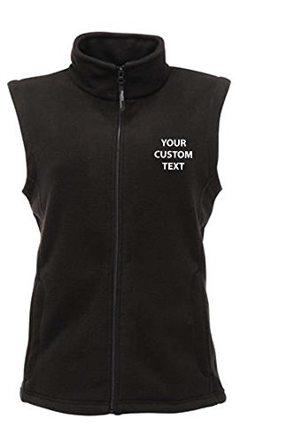Star and Stripes (XL) RG186 Personalised Ladies Micro Fleece Bodywarmer, Custom Text on Bodywarmer Black Front Print Large
