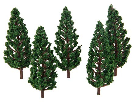 Yetaha 50 árboles Modelos, Trenes, paisajes, Bricolaje, Pino, plástico, árboles Verdes para escenas de Arquitectura de Paisaje de ferrocarril a Escala OO, 80 mm
