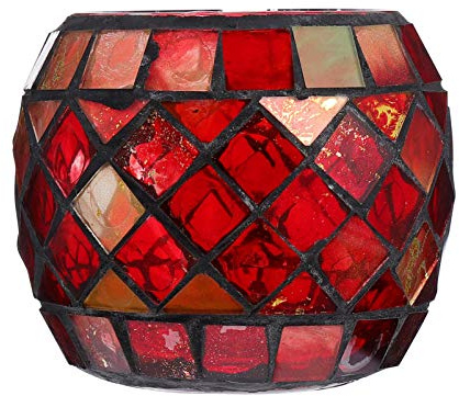 Glass Votive Candle Holder Christmas Candle Holders Red Mosaic Tealight Holder Votive Candle Holders Christmas Dining Table Centerpieces for Home Wedding Decorations