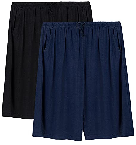 Chalier Cozy 2er Pack Pyjamahose Herren Kurz Modal Schlafanzughose Weich Verstellbare Taille, Beidseitige Taschen