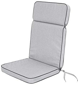 PillowPrim Sitzkissen für Gartenstühle & Campingstuhl – Für Outdoorfans & Camper – Hoher Komfort mit Rückenstütze – Aschegrau, 49x47/72 cm