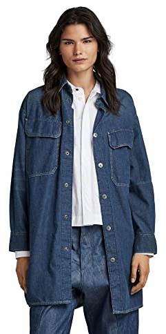 G-Star Para Mujer Camisa Oversized Flap Pocket Evergreen, Azul (antique faded scuba blue D22921-D306-D888), L