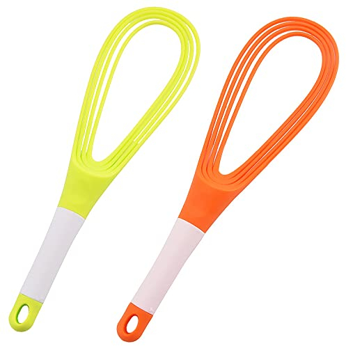 2 PCS Plastic Flat Whisk Colour Mini Whisk Portable Manual Whisk Chef Hand Whisk for Blending Whisking Beating and Stirring