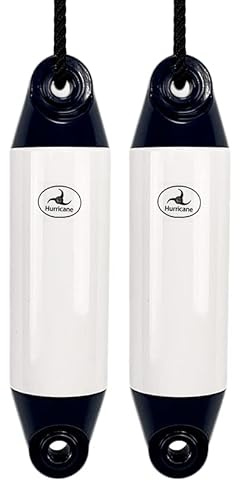 Hurricane Fenders Original Series Boat Fender PM01 40cm x 10cm (16 x 4) - White With Blue Ends - Pack Of Two