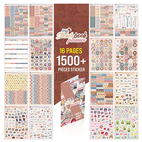 colortouch Planer Stickers - 1500+ Stück Aufkleber Set für Monatsplaner - Scrapbook Stickers Zubehör für Kalender, Planner, Organizer, Agenda, Journal, Notizbuch - Stickeralbum, Dekorieren, Saisonal