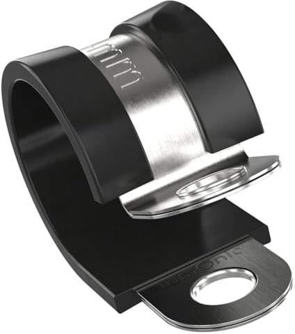 Lumonic 10x 14mm Colliers de serrage avec garniture en caoutchouc, acier inoxydable V2A I Colliers de serrage à visser I Collier de serrage 14mm, Collier de fixation 14mm, Support de tuyaux