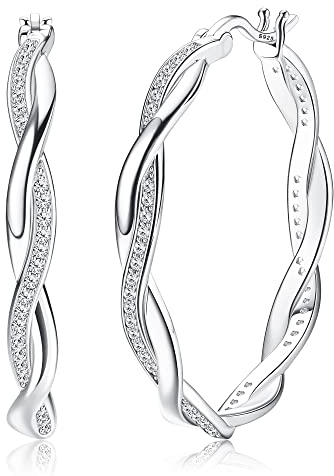 MILACOLATO Ohrringe Silber 925 für Damen Twisted Creolen Ohrringe Creolen 925 Silber & Gold Klein Mittel Groß Ohrringe Sparkly Cubic Zirkonia Leichtgewicht Mode Hypoallergene Ohrringe Für Damen