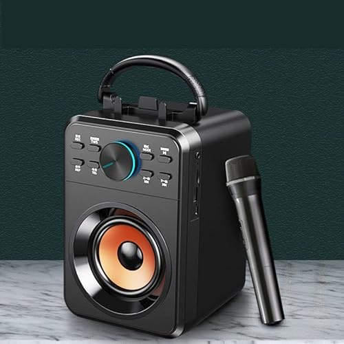 Lettore di schede plug-in Altoparlante Bluetooth subwoofer karaoke collezione di negozi portatili for auto audio di grandi dimensioni all'aperto (Color : Tech black, Size : Standard)